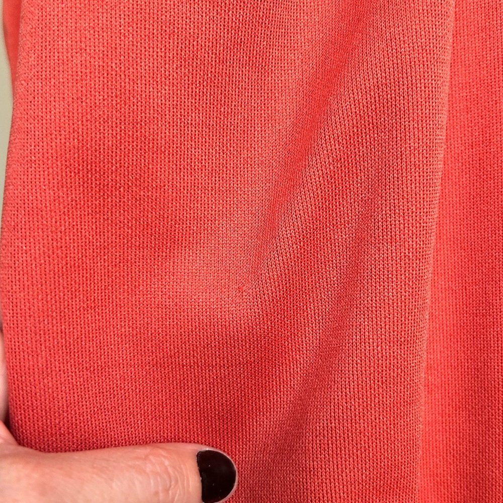 Vintage 70s Burnt Orange Peplum Long Sleeve Dagger Collar Button Up Shirt Blouse - Picture 7 of 13